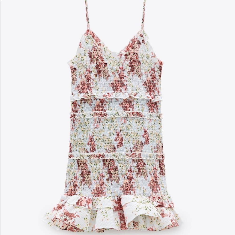 Zara Floral Print Dress - Red and Green